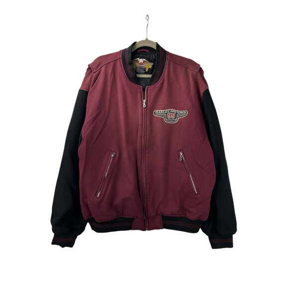 VTG Harley Davidson Men’s XXL 95th Anniversary Maroon Varsity Jacket Heavy Duty - Picture 8 of 16